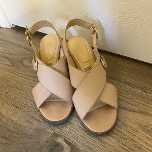 Liz Claiborne Blush Sandals with Chunky Heel